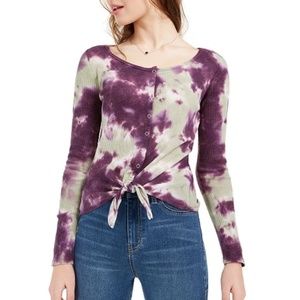 NEW Tie Dyed Thermal Knit Knot Blouse S / M